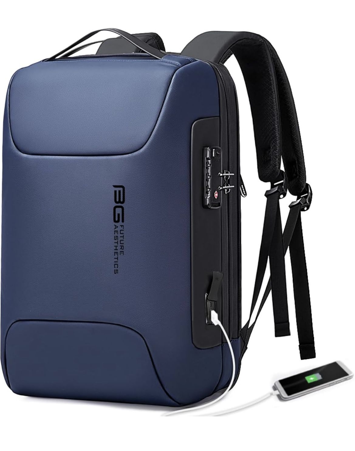 BANGE Anti Theft Business Backpack Fits 15.6 Inch Laptop,Lock Backpack with USB3.0 Charging Port for Office Work,Slim Laptop Backpack for Men and Wome