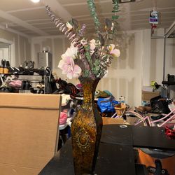 decorative metal floor vase