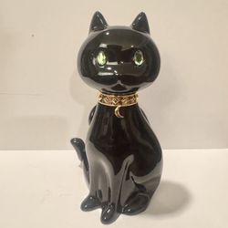 Bath & Body Works Halloween Black Cat Green Jewel Eyes Single Wick Candle Holder