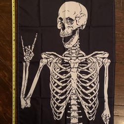Skull skeleton tapestry rock and roll music Halloween gift new Christmas him her room wall decor