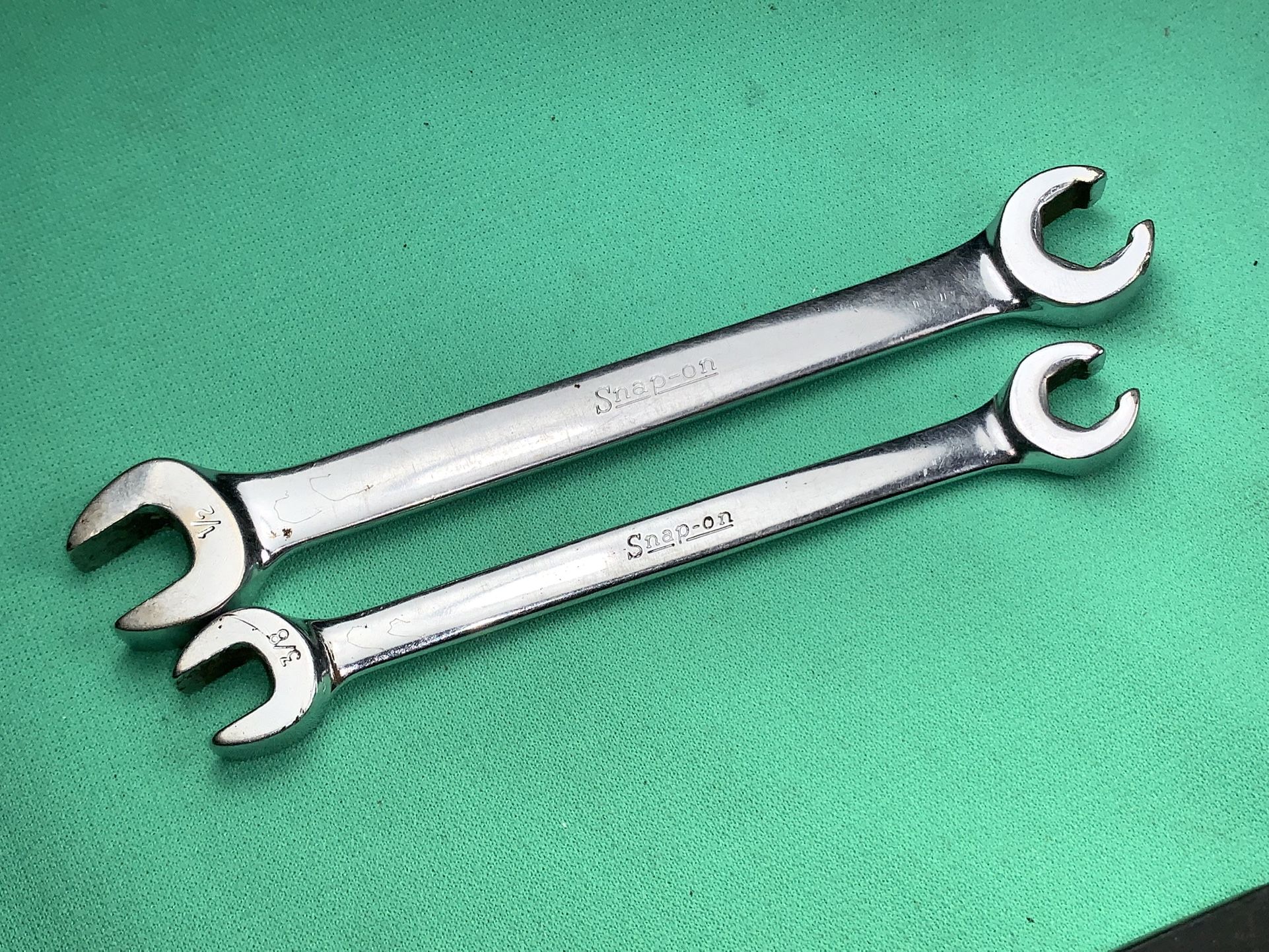 2 Snap-on Tools 3/8” & 1/2” Combo Open-End Flare Nut Line Wrench RXS-16 RXS-12
