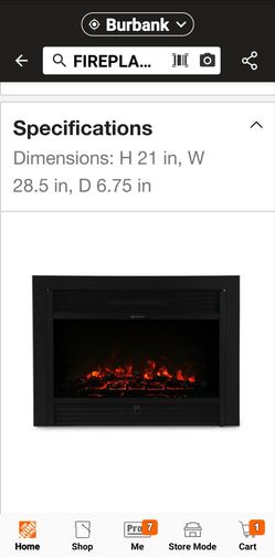 $49,  ELECTRIC fireplace with Remote Control, 28 Inch Wide
