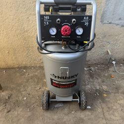 Husky 20 Gal.165 PSI Vertical Electric Oil-Free Quiet Auto/Workshop Air Compressor with Dual Gauges and 2-Quick Couplers