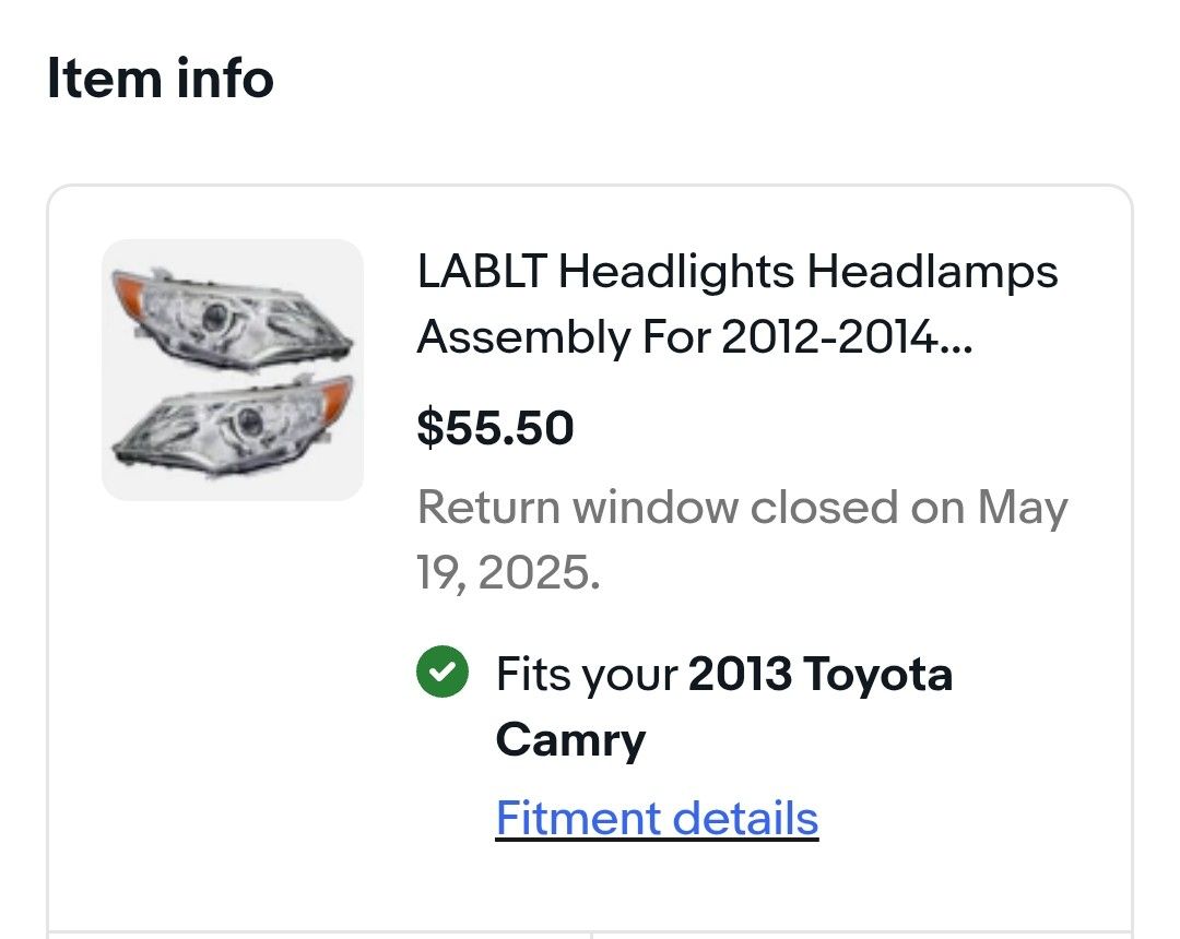 2012 - 2014 Toyota Camry Headlights