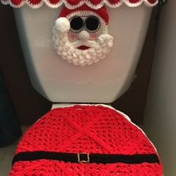 Handmade Crochet Christmas Bathroom Set 