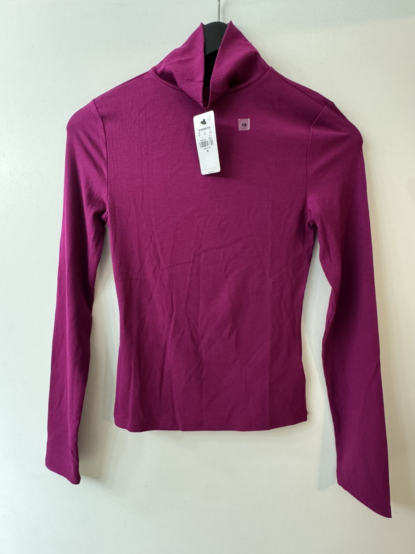 Express Purple Lightweight Long Sleeve Ribbed Turtleneck Fitted XS (New)