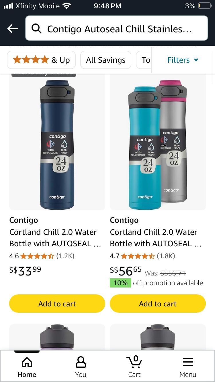 2 New Contigo chill Water Bottles