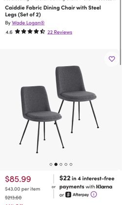 Fabric dining chair dark grey set of two