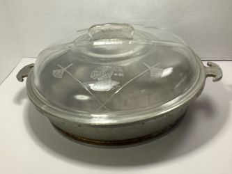 Vintage Guardian Service Hammered Aluminum Casserole Pot with Glass Lid