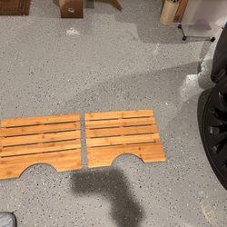 Wood bamboo toilet U shape never used set - 2 