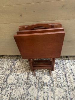 Wood TV Tray Set (4)