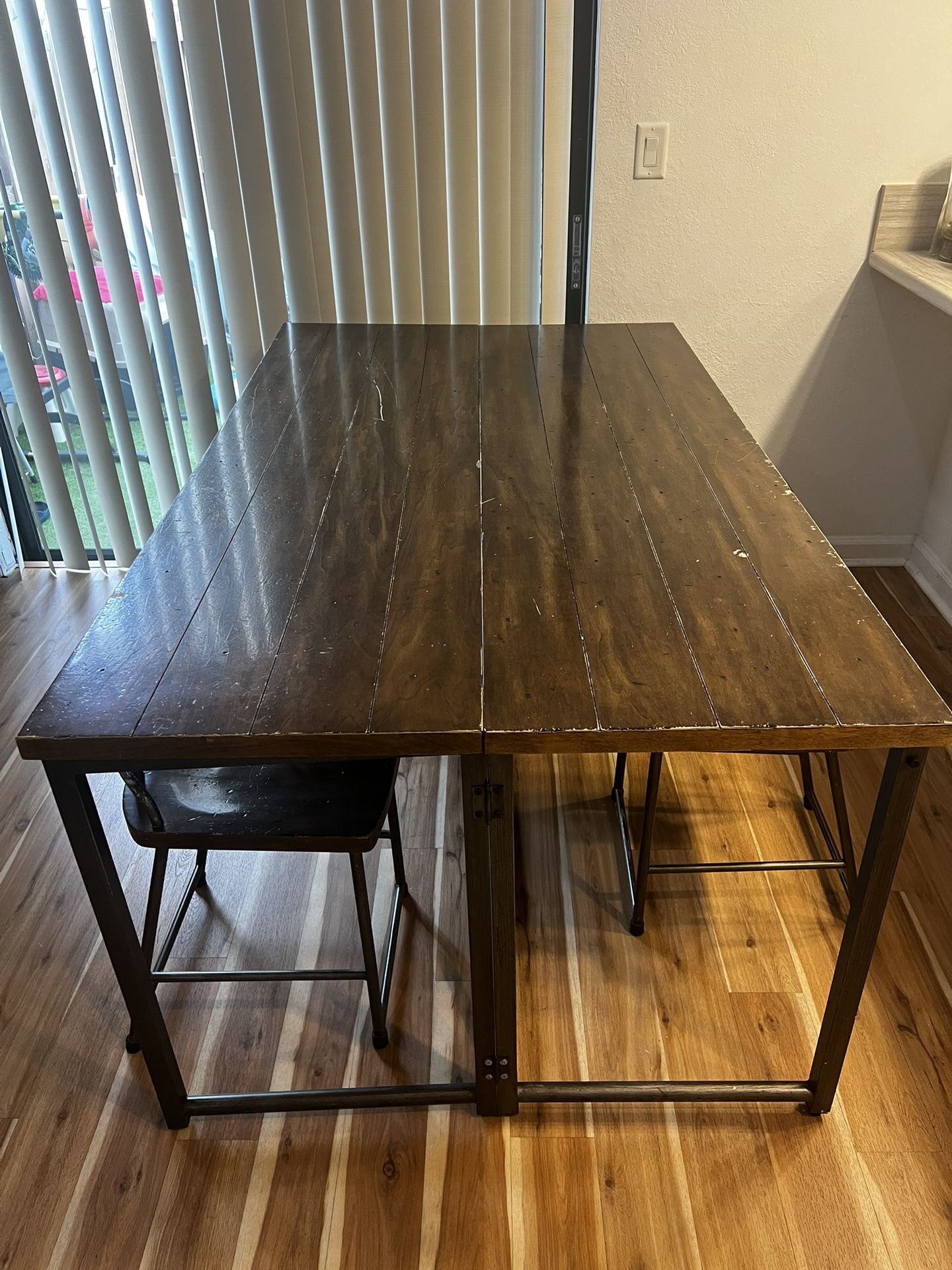 Wooden Table And 4 Chairs Also Converts/folds