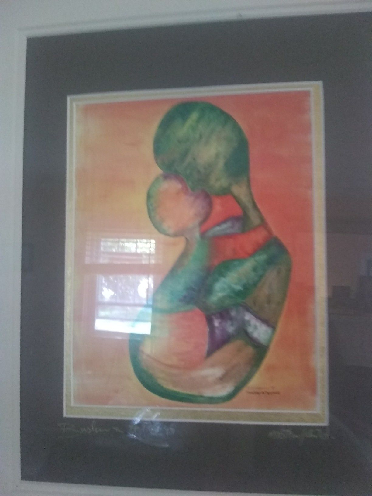 African Artist Timothy Adebule #1 1997 mother and child framed