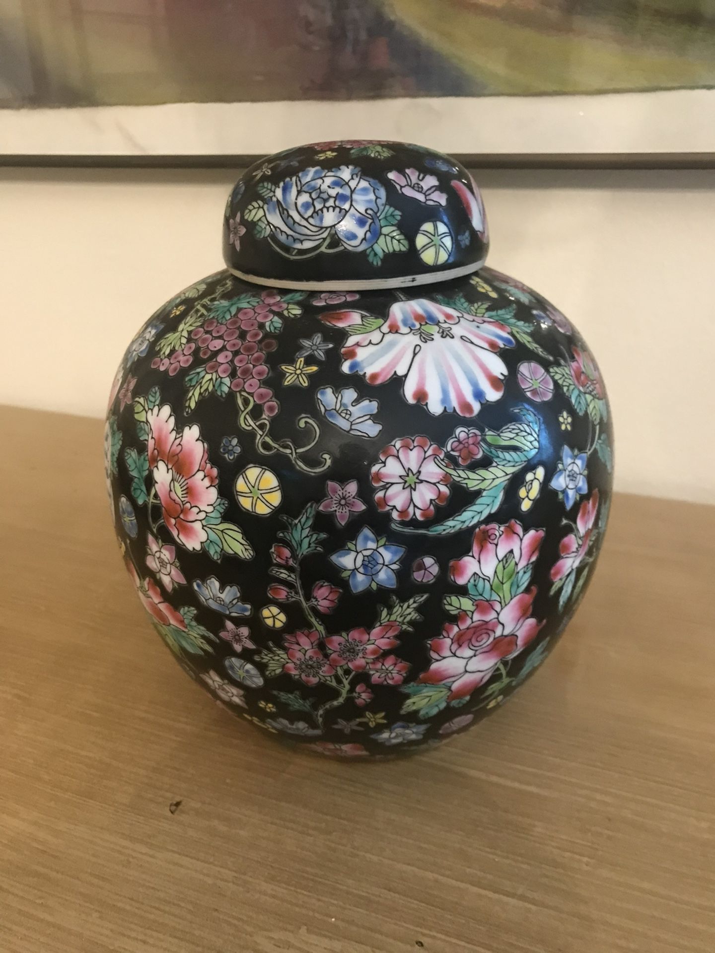 Beautiful & Colorful floral ceramic Ginger Jar
