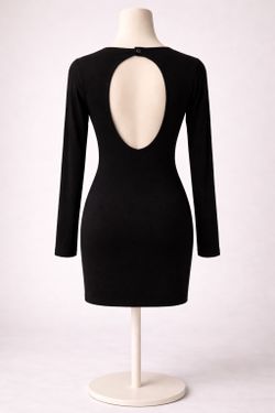 Very classy and elegant stretchy Black Long Sleeve Bodycon Dress with Open Back – Size M (EU 38)