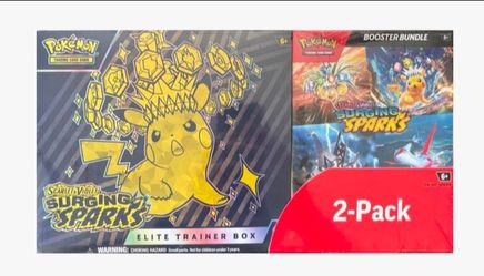 Pokemon Surging Sparks 2-Pack Trainer Box and Booster Bundle