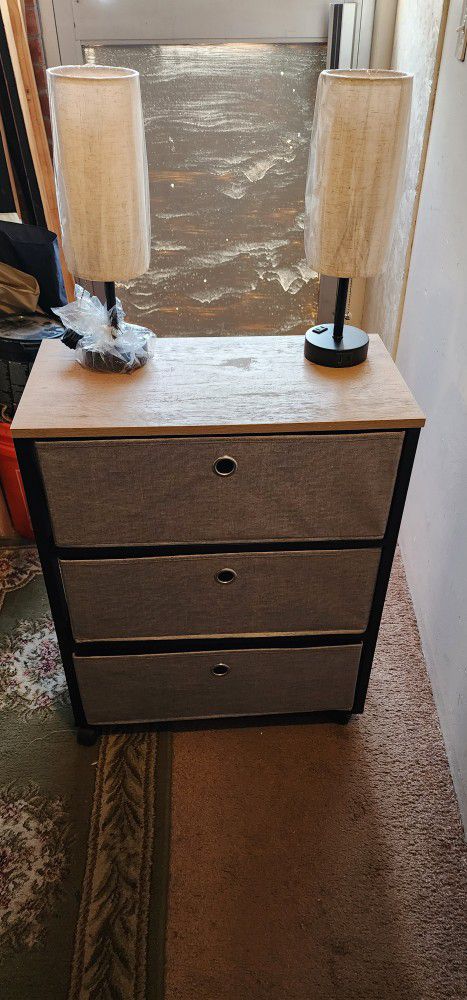 3 Drawer Storage And 2 Side Lamps $70