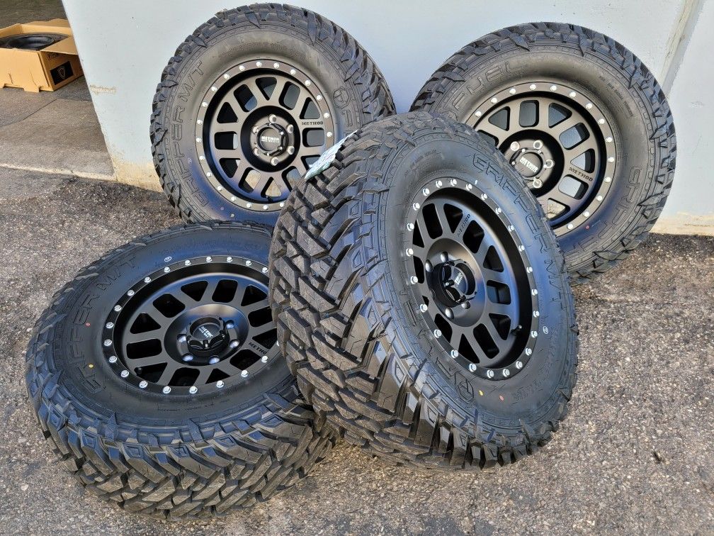 17" Inch Method wheels/rims 33x12.50R17 Fuel Gripper tires for Sale in