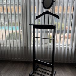 Black Valet Stand with Mirror — Like New!