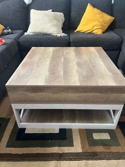 Square farmhouse coffee table with storage