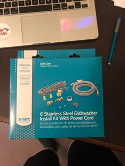 6’ stainless steel dishwasher install kit with power cord
