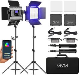 GVM RGB LED Video Light, Photography Lighting with APP Control, 800D Video Lighting Kit 2 Packs Led Panel Light 