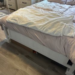White Wooden Queen Bed Frame
