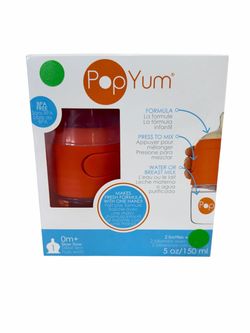 NEW PopYum Pop Yum 5 oz Anti-Colic Formula Making Baby Bottle 0m+ Orange