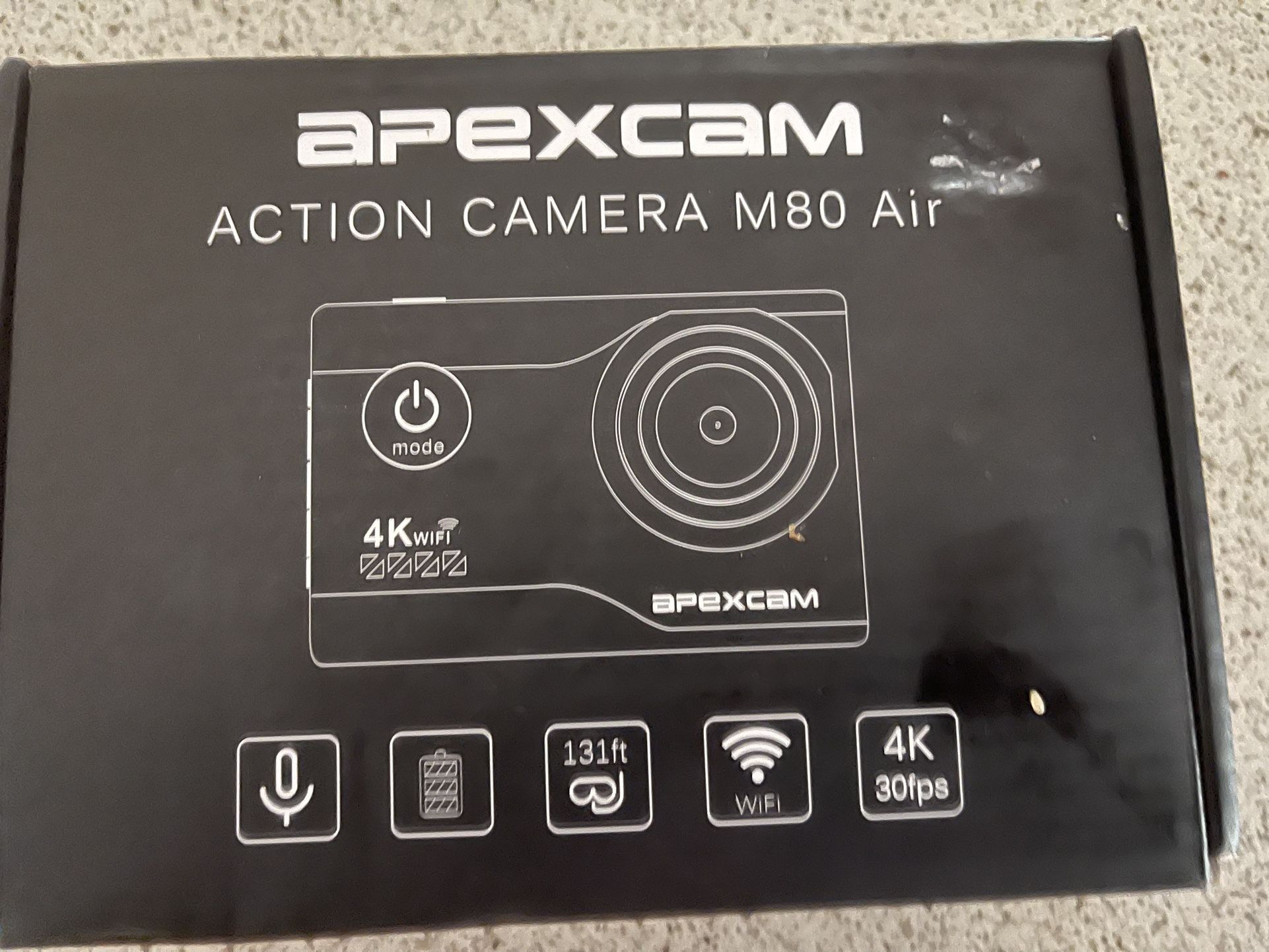 Apexcam 4K Action Camera EIS Stabilization 131FT Waterproof Underwater Camera WiFi Sport Camera Helmet Camera (Selfie Stick, Remote Control, 2 Batteri