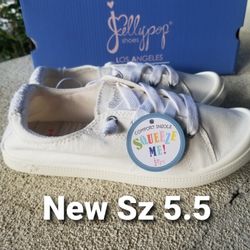 New Size 5.5 Women's Whote Canvas Shoes By Jellypop