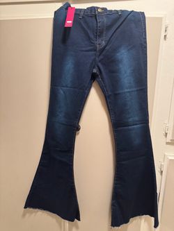 Tengfu Dark Wash Flare Jeans with Tags