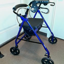 Walker 💙 Drive Brand Medical Walker Dual Locking Brakes Metallic Paint Underside Storage  Indoor Outdoor  300 Pound Capacity +Document Holder 🛄 🧳 