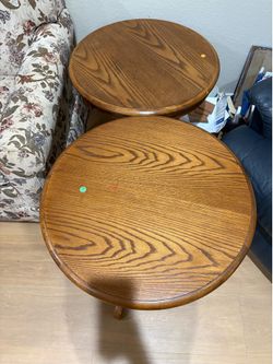 Two wooden end tables