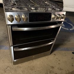 GE profile slide in gas convection double oven