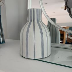 NEW VASE  LIGHT GRAY WITH BLUE LINES