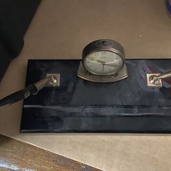 Vintage Desk Clock & Pen Set