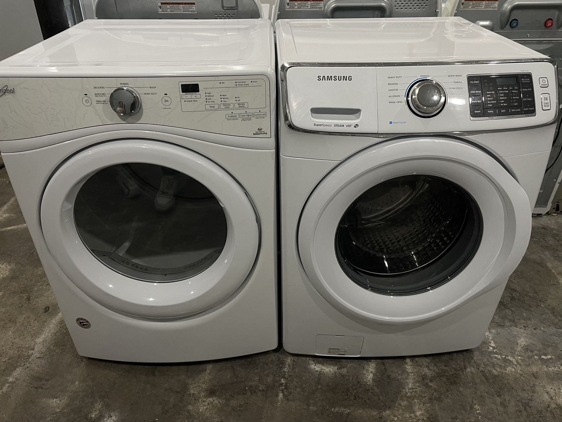 Samsung Washer And whirlpool Dryer Electric Front Load