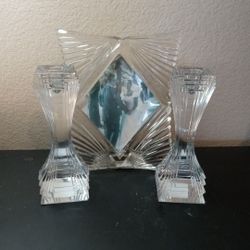 GORGEOUS Set Of Mikasa Set of 5"x7" Photo Frame and 7" Pair of Candle Holders