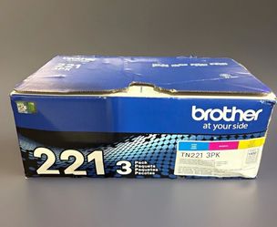 Brother TN221 3PK Genuine Original Laser Toner Set Cyan Magenta Yellow