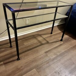 GLASS CONSOLE TABLE-METAL FRAME