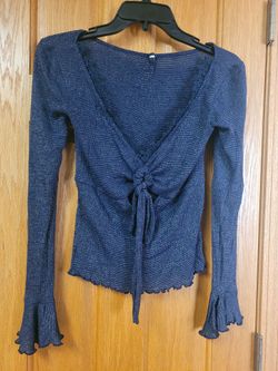 Navy Blue With Sparkle Long Sleeve Top.  Size Small