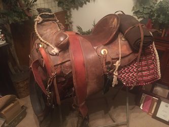Ranch saddle with chaps