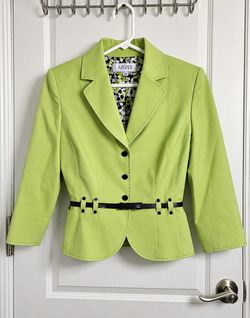 Tahari Arthur S. Levine Lime Green Belted Blazer Women's Size 4