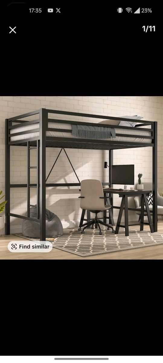 Metal loft Bed - Twin Size