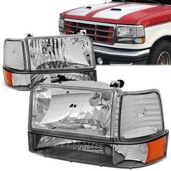 LA Zona Auto Parts Chrome Headlights OEM STYLE Luces Micas Calaveras Faros 1992 to 1996 Ford F150 F250 F350 Bronco 