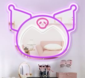 Cute Cartoon-Style LED Mirror, Neon Mirror,Artistic Gift