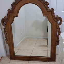 Antique Solid Wood Bedroom Mirror     