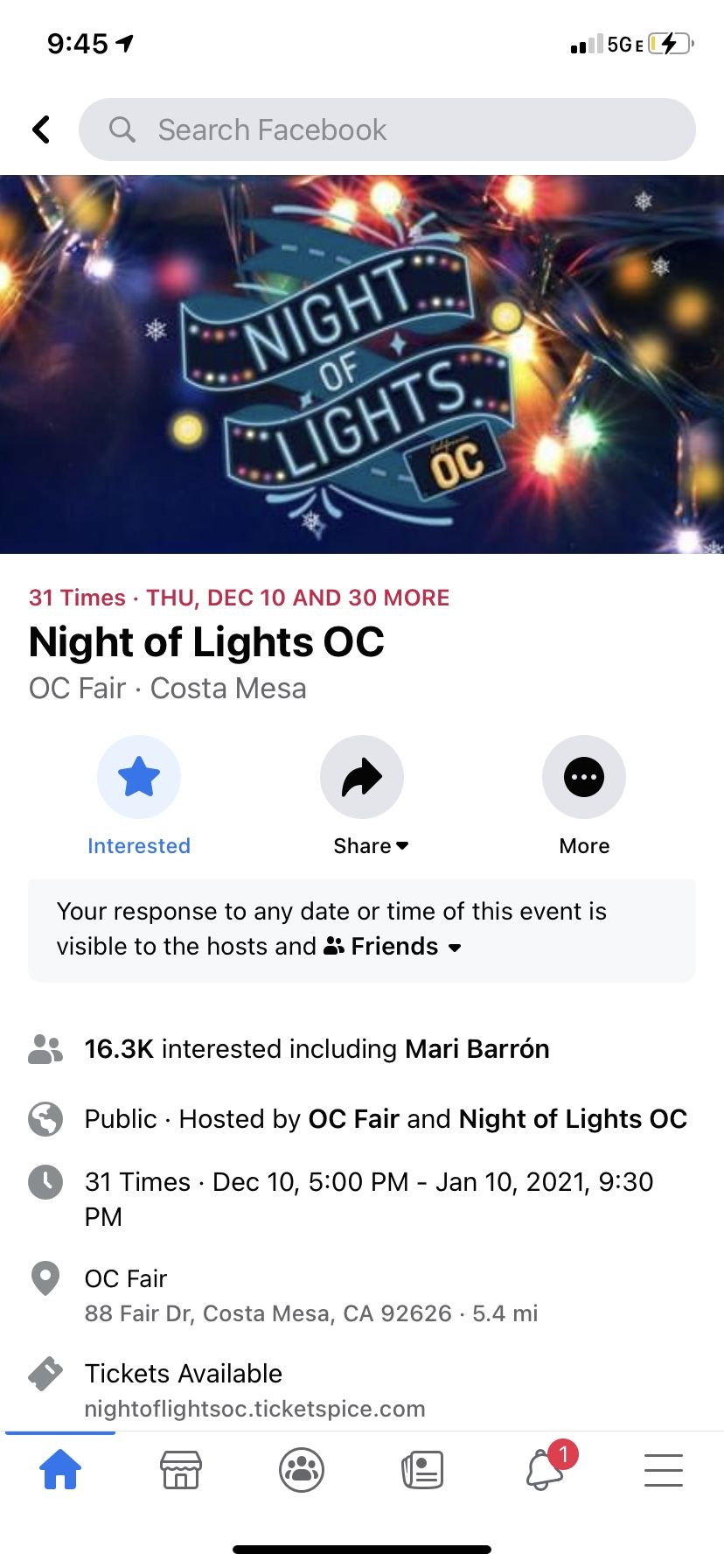 TICKETS FOR OC NIGHTLIGHTS