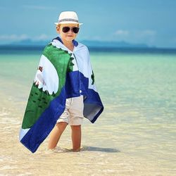 Towels with Hood for Boys Poncho Towel Green Crocodile 
