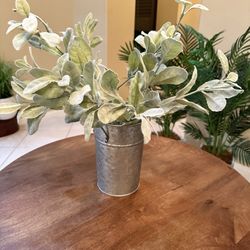 Tin Faux Flower Vase